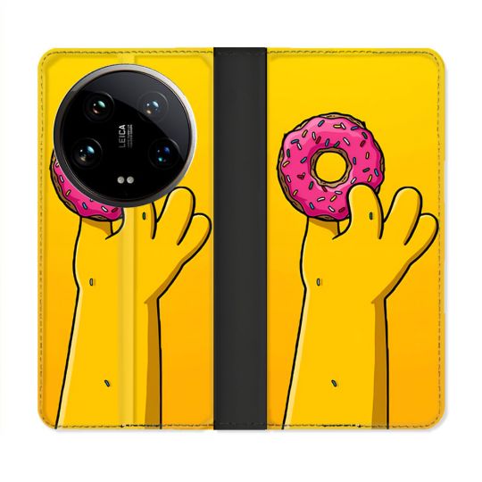 Housse cuir portefeuille Pour Xiaomi 14 Ultra Simpson Donuts