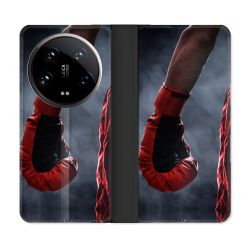 Housse cuir portefeuille Pour Xiaomi 14 Ultra Sport Boxe Gant Rouge