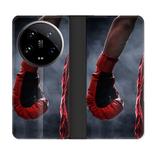 Housse cuir portefeuille Pour Xiaomi 14 Ultra Sport Boxe Gant Rouge
