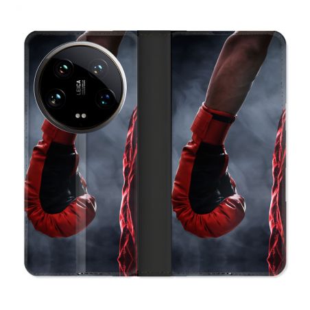 Housse cuir portefeuille Pour Xiaomi 14 Ultra Sport Boxe Gant Rouge