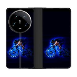Housse cuir portefeuille Pour Xiaomi 14 Ultra Sport Cyclisme Bleu