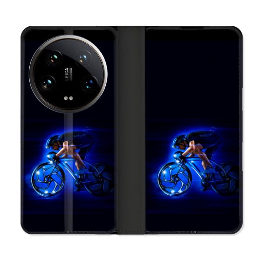 Housse cuir portefeuille Pour Xiaomi 14 Ultra Sport Cyclisme Bleu