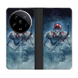 Housse cuir portefeuille Pour Xiaomi 14 Ultra Sport Hockey Squelette