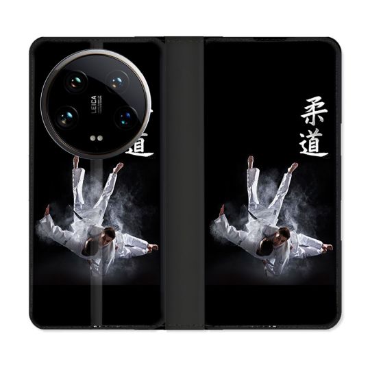 Housse cuir portefeuille Pour Xiaomi 14 Ultra Sport Judo Noir