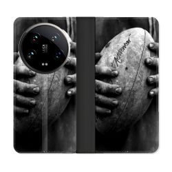 Housse cuir portefeuille Pour Xiaomi 14 Ultra Sport Rugby Ballon Vintage