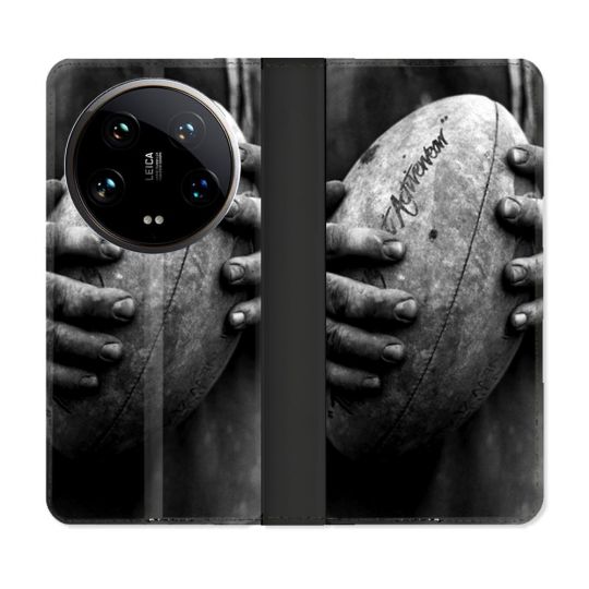 Housse cuir portefeuille Pour Xiaomi 14 Ultra Sport Rugby Ballon Vintage