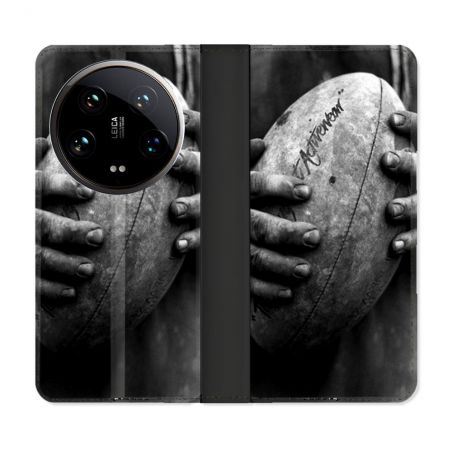 Housse cuir portefeuille Pour Xiaomi 14 Ultra Sport Rugby Ballon Vintage