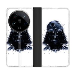 Housse cuir portefeuille Pour Xiaomi 14 Ultra Star Wars - Dark Vador Blanc