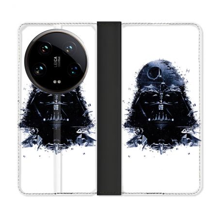 Housse cuir portefeuille Pour Xiaomi 14 Ultra Star Wars - Dark Vador Blanc