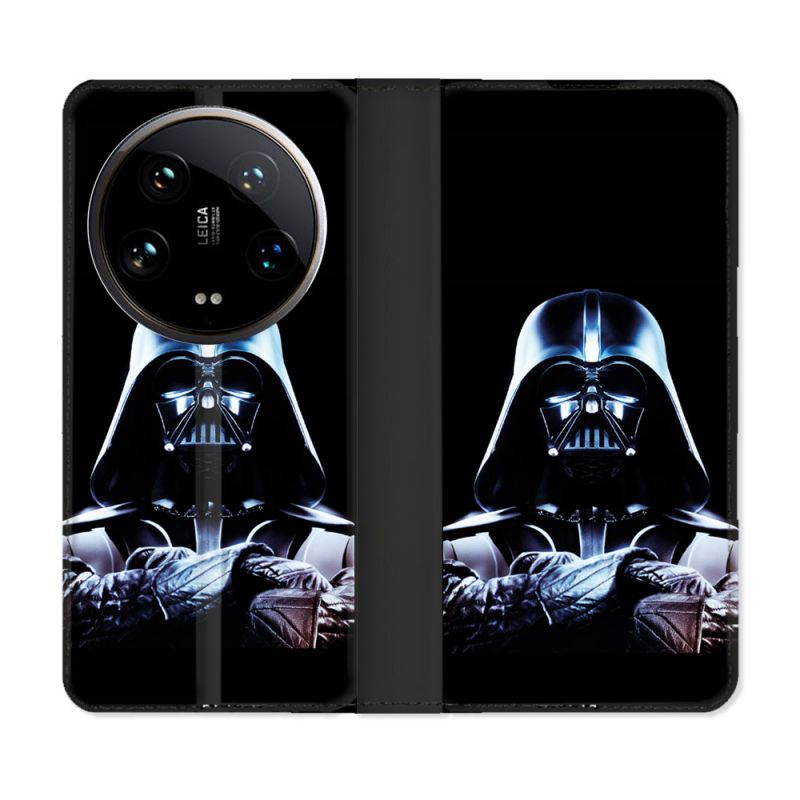 Housse cuir portefeuille Pour Xiaomi 14 Ultra Star Wars - Dark Vador Noir