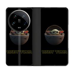 Housse cuir portefeuille Pour Xiaomi 14 Ultra Star Wars - Yoda bebe noir
