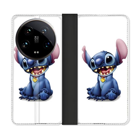 Housse cuir portefeuille Pour Xiaomi 14 Ultra Stitch Blanc