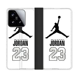Housse cuir portefeuille Pour Xiaomi 15 Jordan 23 Blanc