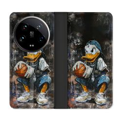Housse cuir portefeuille Pour Xiaomi 14 Ultra Street Art Donald Duck