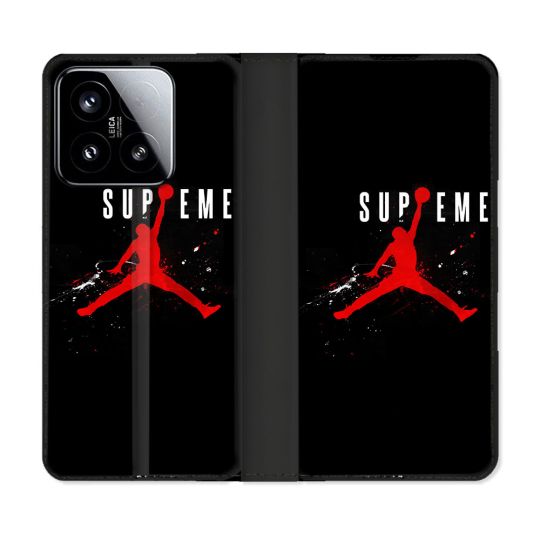 Housse cuir portefeuille Pour Xiaomi 15 Jordan Supreme Noir