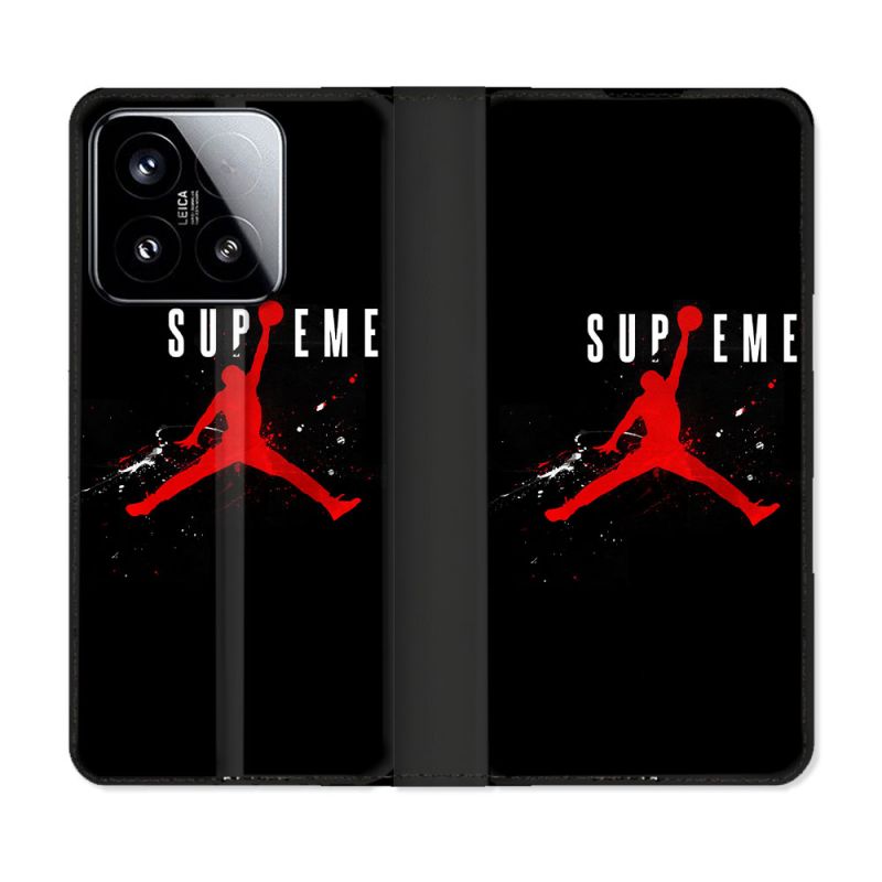 Housse cuir portefeuille Pour Xiaomi 15 Jordan Supreme Noir