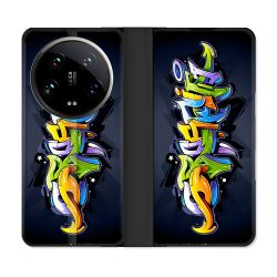 Housse cuir portefeuille Pour Xiaomi 14 Ultra Street Art Graffiti