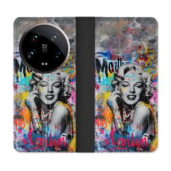 Housse cuir portefeuille Pour Xiaomi 14 Ultra Street Art Maryline Monroe