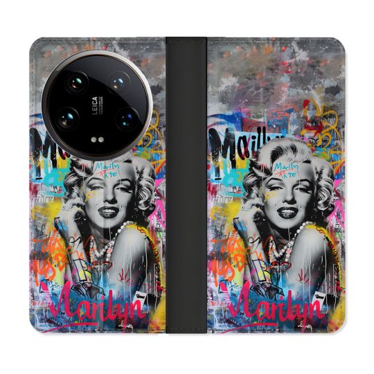 Housse cuir portefeuille Pour Xiaomi 14 Ultra Street Art Maryline Monroe
