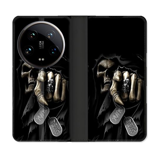 Housse cuir portefeuille Pour Xiaomi 14 Ultra Tete de Mort Your Next