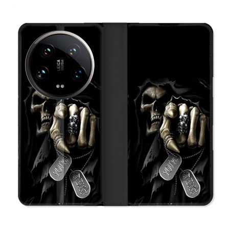 Housse cuir portefeuille Pour Xiaomi 14 Ultra Tete de Mort Your Next