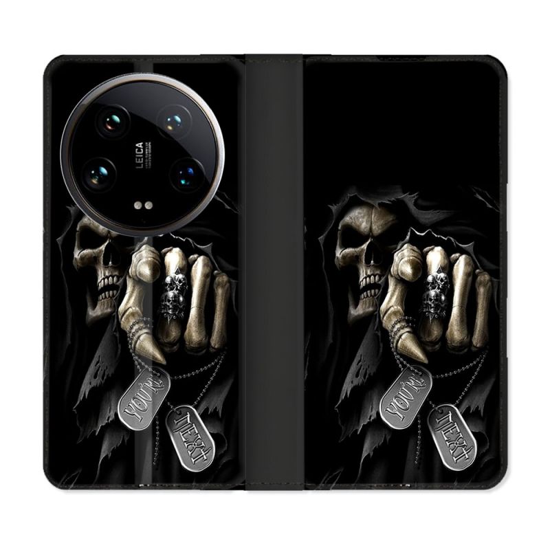 Housse cuir portefeuille Pour Xiaomi 14 Ultra Tete de Mort Your Next