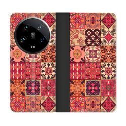 Housse cuir portefeuille Pour Xiaomi 14 Ultra Texture Carreau Ciment Rouge