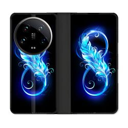 Housse cuir portefeuille Pour Xiaomi 14 Ultra Texture Plume Infini Bleu