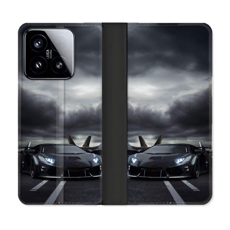 Housse cuir portefeuille Pour Xiaomi 15 Lamborghini Avion