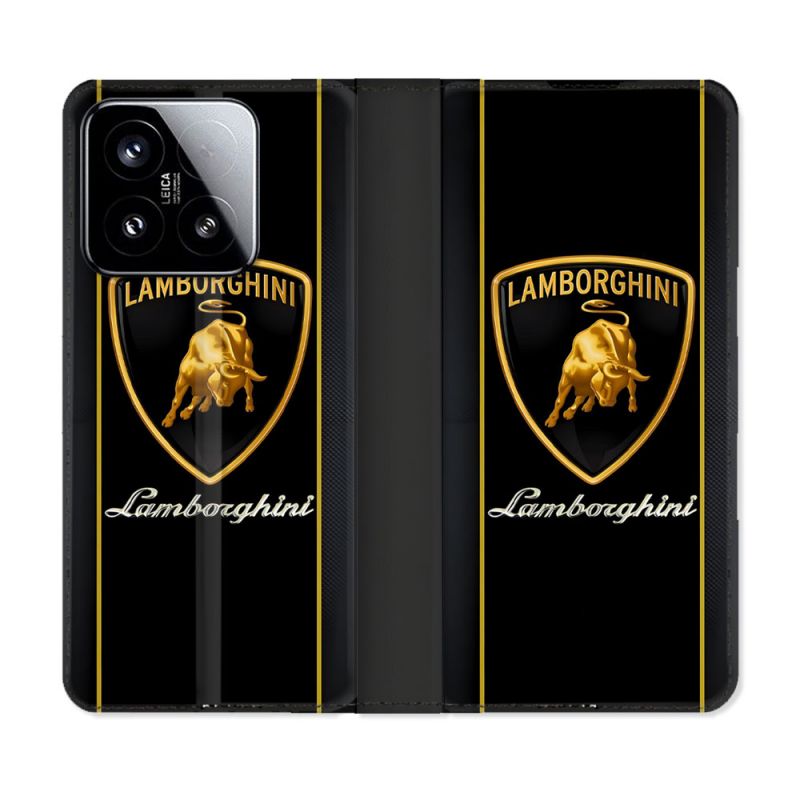 Housse cuir portefeuille Pour Xiaomi 15 Lamborghini Carbone