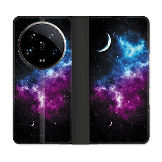 Housse cuir portefeuille Pour Xiaomi 14 Ultra Univers Bleu Violet