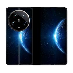 Housse cuir portefeuille Pour Xiaomi 14 Ultra Univers Planete Terre