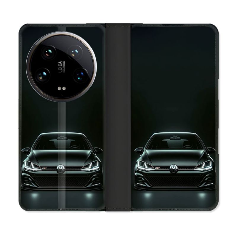Housse cuir portefeuille Pour Xiaomi 14 Ultra Volkwagen Golf GTI