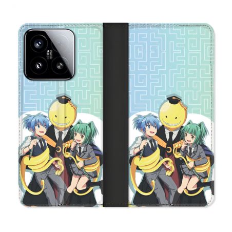 Housse cuir portefeuille Pour Xiaomi 15 Manga Assassination Classroom Kuro Trio