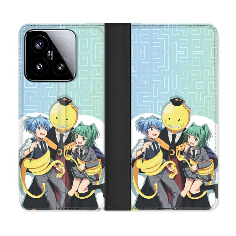 Housse cuir portefeuille Pour Xiaomi 15 Manga Assassination Classroom Kuro Trio