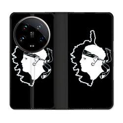 Housse cuir portefeuille Pour Xiaomi 14 Ultra Voyage Corse Noir