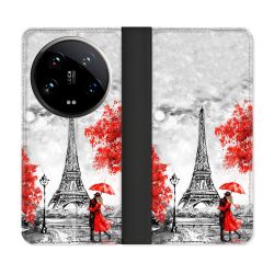 Housse cuir portefeuille Pour Xiaomi 14 Ultra Voyage France Paris Rouge