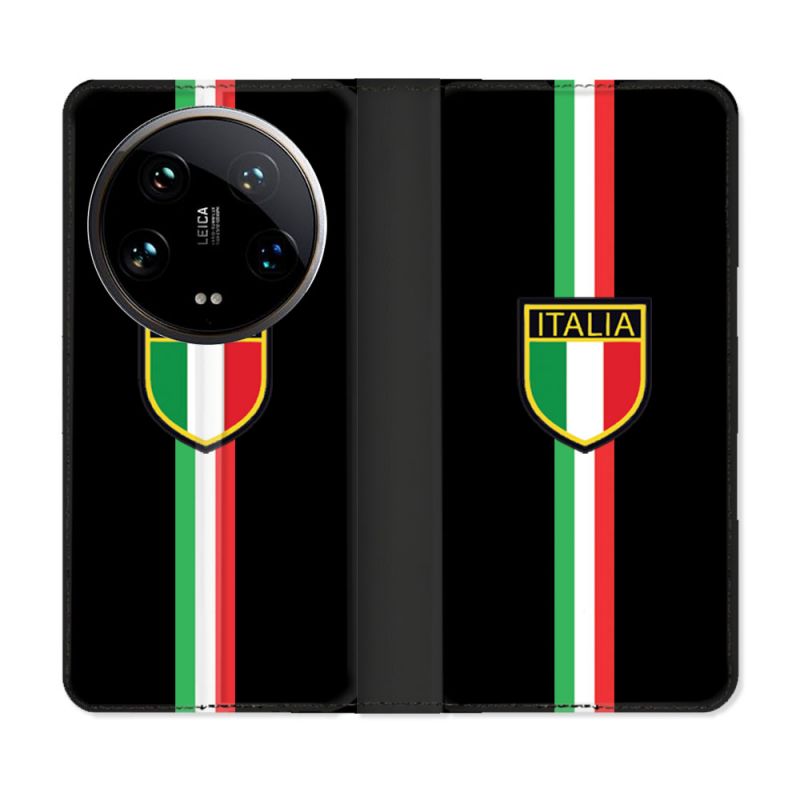 Housse cuir portefeuille Pour Xiaomi 14 Ultra Voyage Italie 3 Noir
