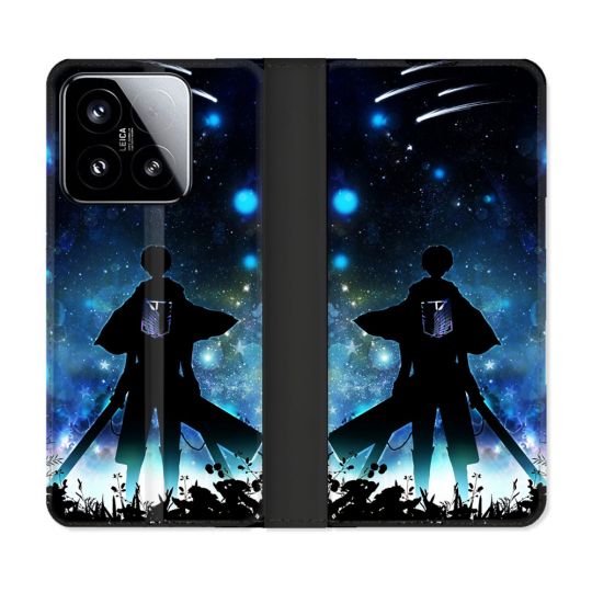 Housse cuir portefeuille Pour Xiaomi 15 Manga Attaque Titans Levi