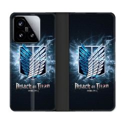 Housse cuir portefeuille Pour Xiaomi 15 Manga Attaque Titans Noir