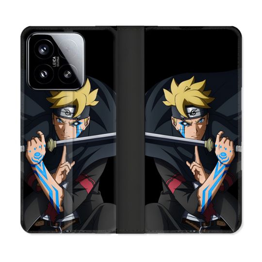 Housse cuir portefeuille Pour Xiaomi 15 Manga Boruto Tatouage