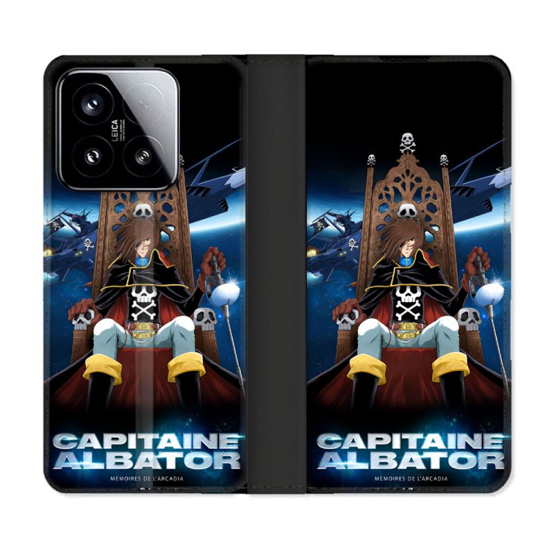 Housse cuir portefeuille Pour Xiaomi 15 Manga Capitaine Albator
