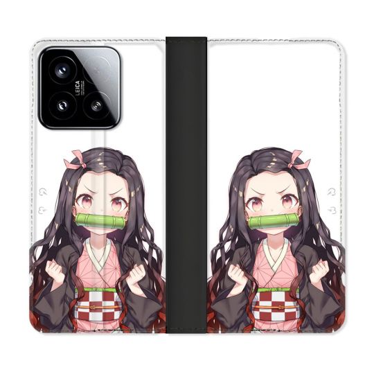 Housse cuir portefeuille Pour Xiaomi 15 Manga Demon Slayer Nezuko