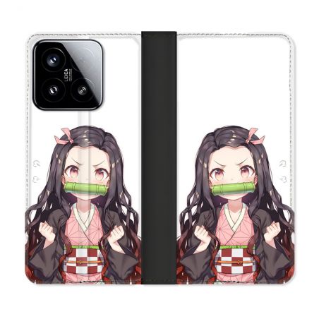 Housse cuir portefeuille Pour Xiaomi 15 Manga Demon Slayer Nezuko