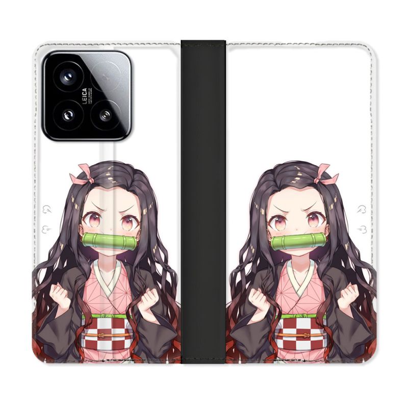 Housse cuir portefeuille Pour Xiaomi 15 Manga Demon Slayer Nezuko