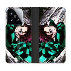 Housse cuir portefeuille Pour Xiaomi 15 Manga Demon Slayer Tanjiro