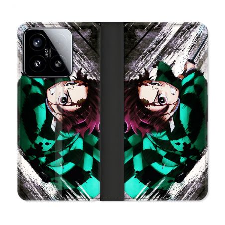 Housse cuir portefeuille Pour Xiaomi 15 Manga Demon Slayer Tanjiro