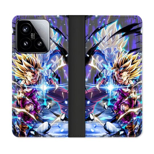 Housse cuir portefeuille Pour Xiaomi 15 Manga Dragon Ball Sangohan Duo