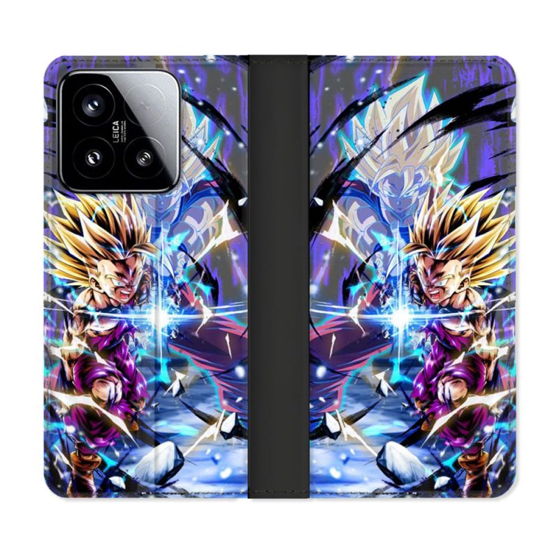 Housse cuir portefeuille Pour Xiaomi 15 Manga Dragon Ball Sangohan Duo