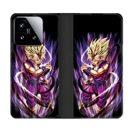 Housse cuir portefeuille Pour Xiaomi 15 Manga Dragon Ball Sangohan Violet